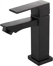 Torneira Banheiro Quadrado Luxo Moderna Lift estilo docol 1/4 de Volta Bica Baixa Cromada Espelhada Lavabo Aço Inox Alto Padrão Fria Preto Fosco Black Matte (Preto Fosco)