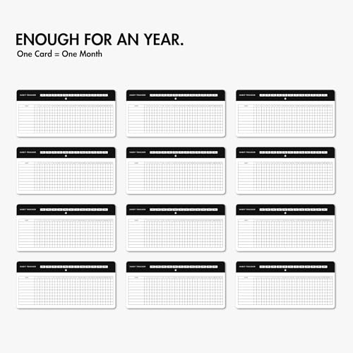 Image of Habit Tracker | Daily and Monthly Habit Tracking Cards - Goal Board, Productivity tool, Habit Journal - Pack of 12 Cards for 12 Months