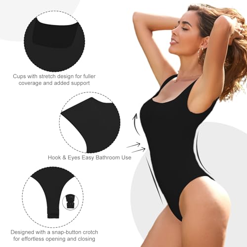 Image of Aranmei Womens Shapewear Tummy Control Body Suit Slimming Going Out Tank Top Thong Sexy Square Neck