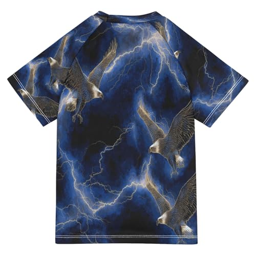 Boys Short Sleeve T-Shirts Eagle Lightning Bird Rashguard Kids Swim Shirts Sun UPF 50+2