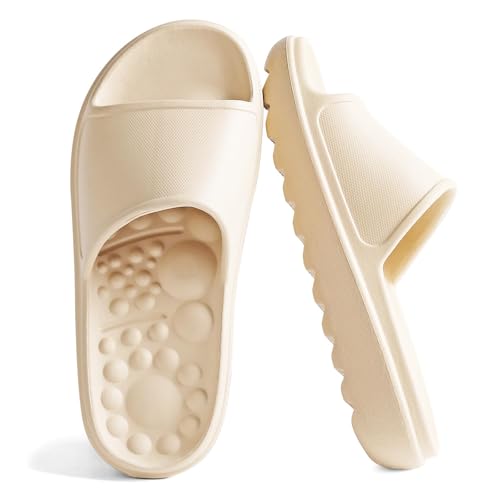 Product Image of the VIVASUN Massage Slides for Men and Women Pillow Slides with Arch Support, Thick Cushioned Non-Slip Shower Slippers, Therapeutic Foot Pain Relief House Shoes for Indoor Outdoor Use