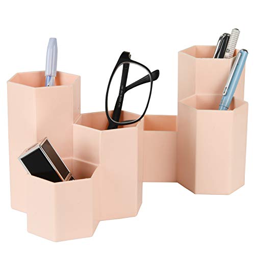 Preisvergleich Produktbild Stifthalter, 2 Stücke Schreibtisch Organizer, Sechseckiger Stifteköcher, Multifunktionaler Stiftebox (Rosa)