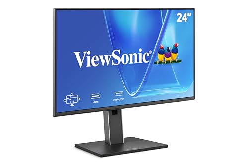 ViewSonic VG2451 24 Inch 1080p Monitor, IPS Display with 100Hz for Smooth Home and Office Productivity, Full Ergonomic Adjustability, 4-Port USB Hub, HDMI, DisplayPort, and USB-C Inputs