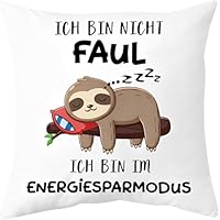 PIujsym Faultier Geschenk Kissenhülle 45x45 cm Lustige Geschenke für Frauen Männer Geburtstag faultier Kissen Bezug mit Spruch Energiesparmodus Deko Wohnzimmer Dekokissen Geschenkidee