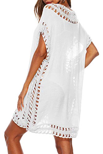 Image of Adisputent Womens Swimsuits Cover Ups Crochet Chiffon Beach Cover Bathing Suit Bikini Wear Coverups Dress