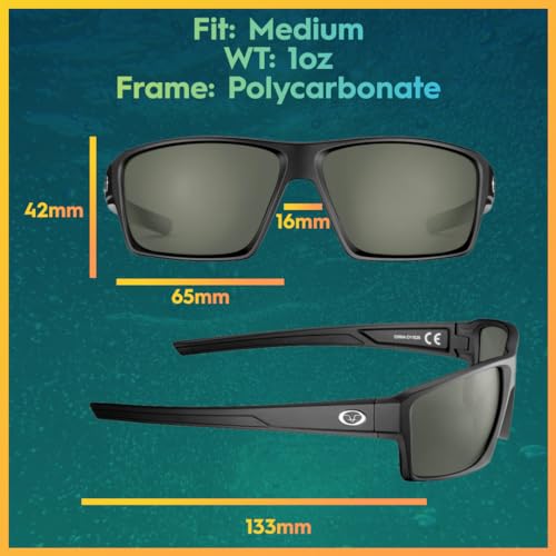 Flying Fisherman Windley Polarized Rectangular Sunglasses, Matte Black Frame/Smoke Lens, Medium3