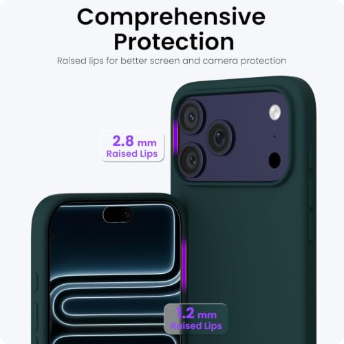 Image of ORNARTO Compatible with iPhone 17 Pro Max Case 6.9 inch, Slim Liquid Silicone 3 Layers Soft Gel Rubber Shockproof Protective Cover with Anti-Scratch Microfiber Lining-Olive Green