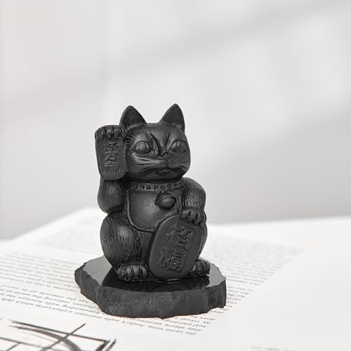 Figurine en shungite chat porte-bonheur Maneko Neko decoration maison