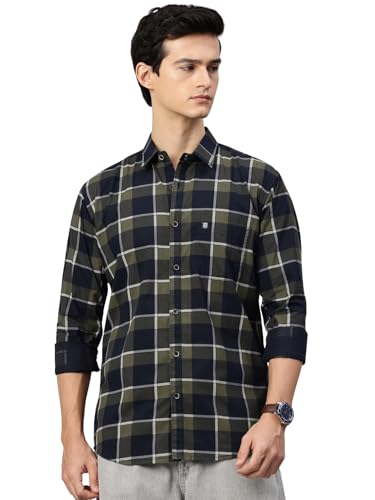 Image of Majestic Man Men Comfort Slim Fit Pure Cotton Tartan Checked Casual Shirt