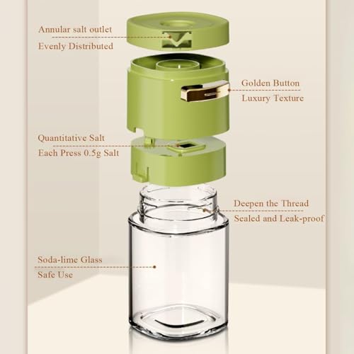 Image of SKYTONE Salt and Pepper Shakers 1 Pcs, Precise Quantitative Salt Shaker with Clear Glass - 0.5g Salt per Press, Salt and Pepper Set for Cooking Table Camping RV Outdoor BBQ (2, Modern)