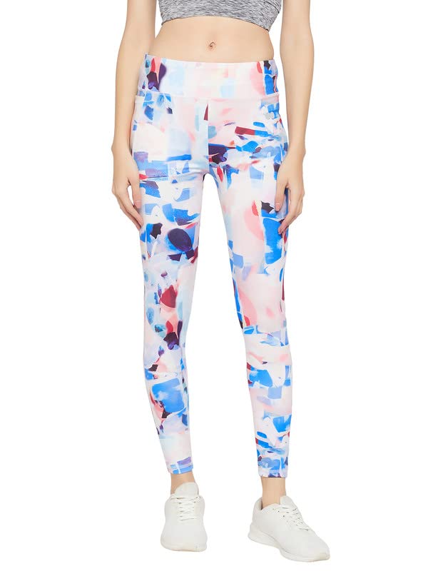 clovia Women's Snug Fit High-Rise Abstract Print Active Tights in Multicolor-picture-27