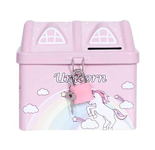 SAMVARDHAN House Shape Unicorn Printed Metal Coin Bank Piggy Bank for Kids with Lock and Key Coin Bank - Pink (B08ZY18K5K) Amazon Price History, Amazon Price Tracker