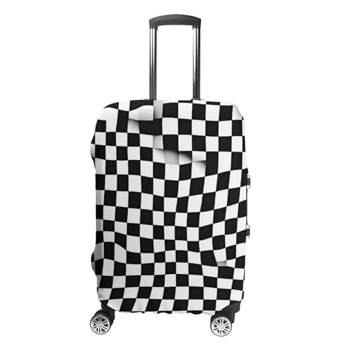 Housse de bagage élastique haut de gamme motif damier lavable pour valise format L