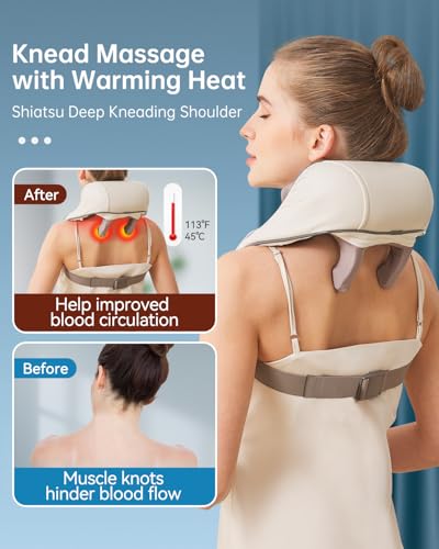 Neck-and-Shoulder-Massager-for-Pain-Relief-Deep-Tissue-Shiatsu-Deep-Kneading-Massager-with-Heat-to-Relieve-Neck-Shoulder-Back-Waist-Leg-Muscle-Soreness-Fatigue-Beige