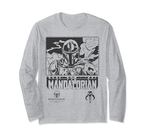 T-shirt Star Wars The Mandalorian manches longues vêtement poster de film noir coton pour homme