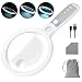 Large Magnifying Glass with 37 LED Light, 10X 20X 45X Handheld Illuminated Lighted Magnifier with 3 Light Modes Rechargeable Magnifying Glass for Seniors Reading, Inspection (White & Grey)