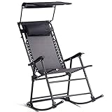 Goplus Folding Rocking Chair w/Shade Canopy, Portable Zero Gravity Recliner for Outdoor Lawn Beach Patio Pool