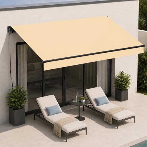 BelleMax Gelenkarmmarkise Markise,300x250cm Anthrazit,Terrassenmarkise mit Handkurbel,Einstellung(5-60°),280g/m²Stoff mit PU,Wasserdicht,Sonnenmarkise inkl.Wandhalterung für Balkon,Terrasse | Mit Handkurbel,Einstellung(5-60°),280g/m² Stoff mit PU,Wasserdicht,Sonnenmarkise inkl.Wandhalterung für Balkon