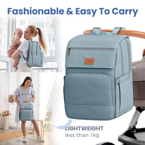 Image of Baby Shower Gifts Diaper Bag Backpack - Large Capacity Baby Bag Backpack, Wide Opening & Easy Access Stylish Baby Diaper Bag - Waterproof, Durable, Travel-Friendly Organizer w / Foldable Changing Pad