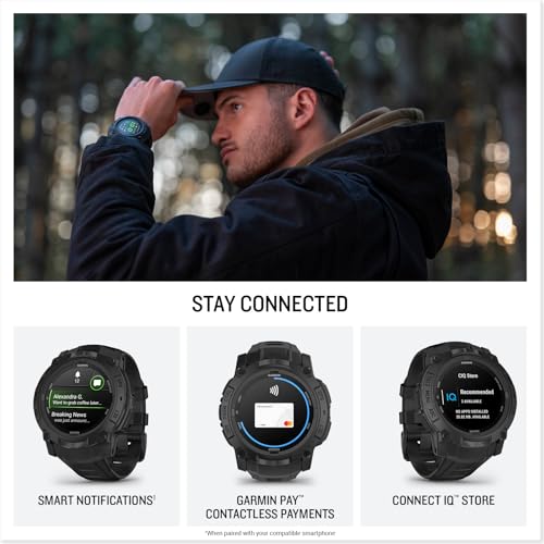 Image of Garmin Instinct 3 Tactical Edition, 50mm, AMOLED Display, Rugged Outdoor GPS Smartwatch - Black