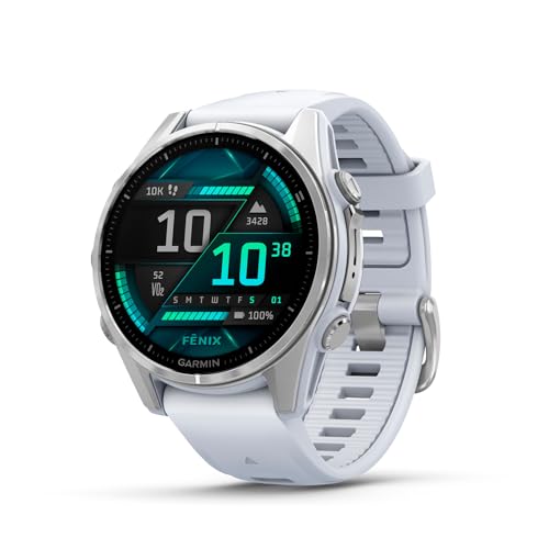 Garmin fēnix® 8 – Montre GPS Multisports AMOLED – Silver avec Bracelet en Silicone Blanc – 43 mm