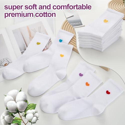 Image of inhees Women's Cotton Crew Socks - 6Pairs Above Ankle Fun Cute Heart Bootie Dress Socks - Gifts for Mother /Her
