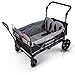 WONDERFOLD X4 Multi-Function Pull & Push 4 Passenger Quad Stroller Wagon with Removable Canopy, 5-Point Harness, and Reflective Safety Strip (Black, 4 Seats)