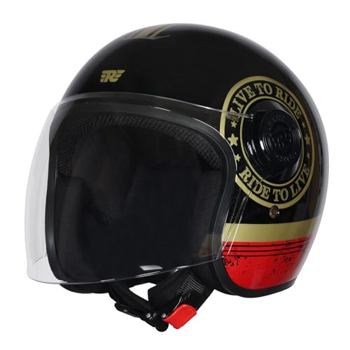 Image of ROYAL ENFIELD Copter Live to Ride Open FACE Helmet Black & Gold L