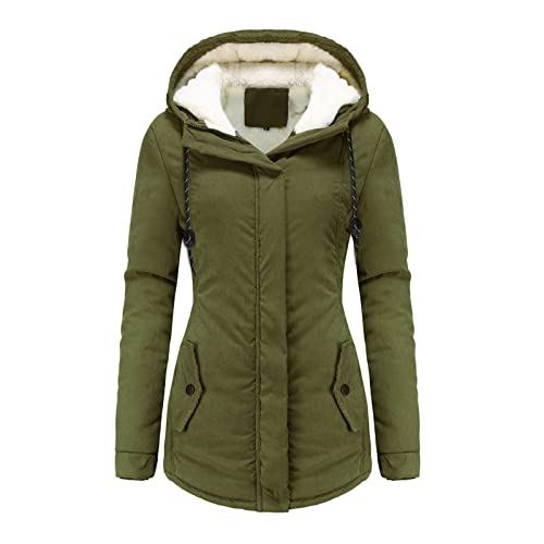 Abrigos Mujer Abrigo ' Outwear Abrigo grueso de invierno con forro de trinchera para mujer Abrigo cálido con capucha para mujer Forro Hombre Cremallera (Green, XXXL)