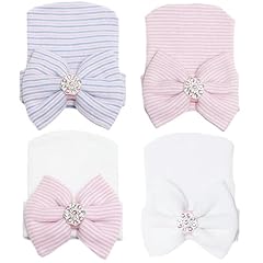 4 Pack Hat: Pink & White + Pink Bow & Pink Blue White & White