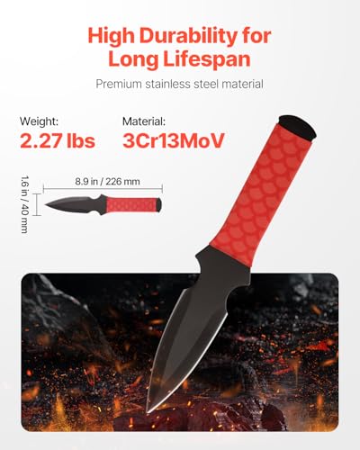 Image of VEVOR Throwing Knives Set, 6 Pack, 8.9 inch Stainless Steel Well-Balanced Knives with Protective Black Nylon Sheath, Ideal Companion for Throwing Products Axes, Sturdy for Recreation and Competition