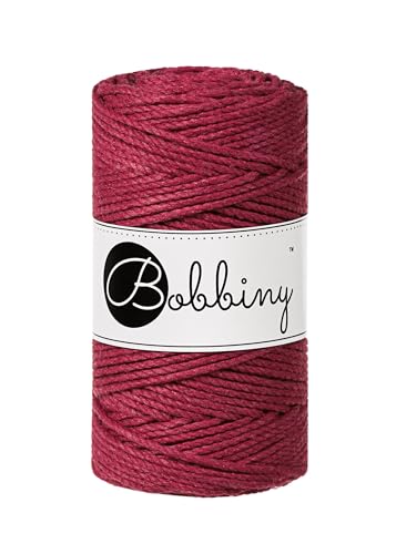 Bobbiny Regular 3mm 3 Ply Macrame Cord (Wine Red) 108yds/330ft (100% Recycled Cotton)