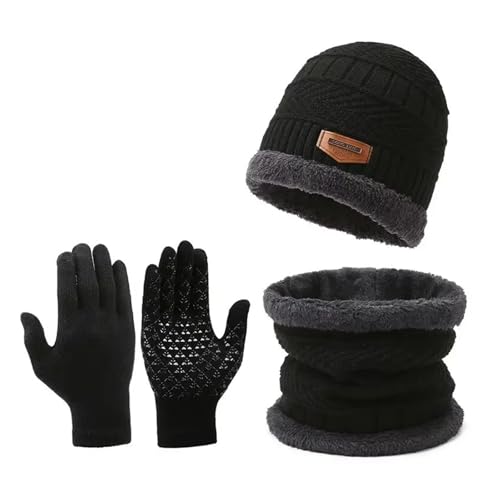 Gorros y guantes de invierno con forro polar coral para hombre y mujer