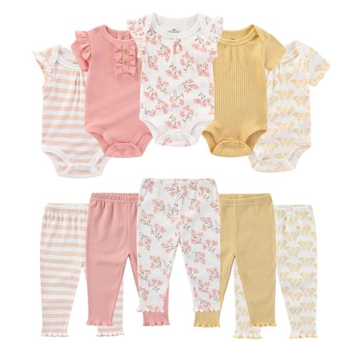 Baby Bodysuit and Pant Set Summer Ribbed Mix Match Infant Boy Girl Clothes Outfits