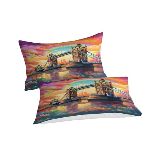 Housse de couette imprimé 3D Pont de Londres en microfibre de qualité supérieure King - 6