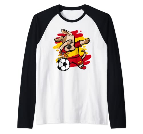 Dabbing Dog España Fans del fútbol Jersey España Amantes del fútbol Camiseta Manga Raglan