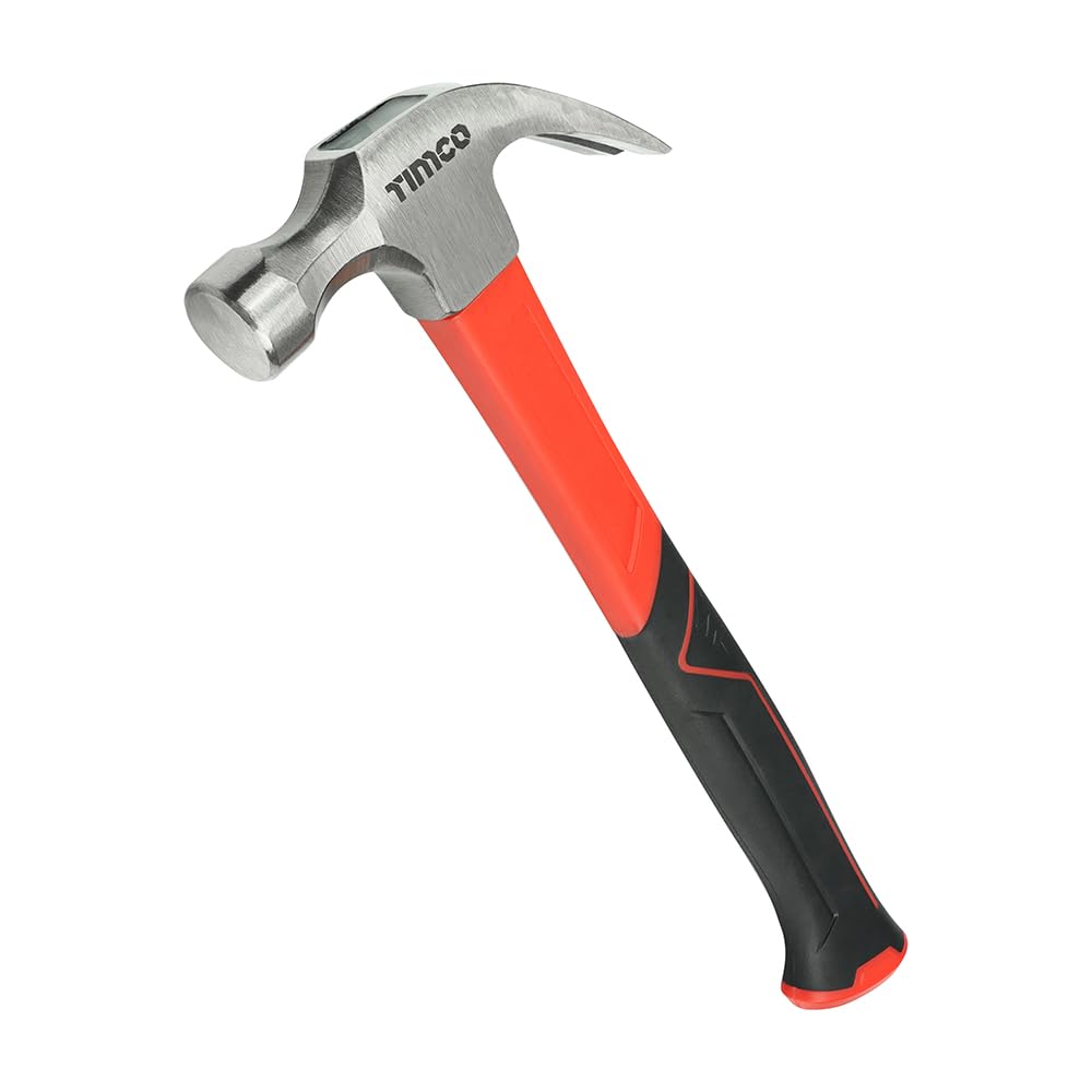 TIMCO - Claw Hammer - Fibreglass Handle (Size 20oz - 1 Each), Red