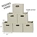 Fabric Storage Bins 6 Piece Set, Strong Poly-Woven Fabric, Sturdy Chipboard Sides, Grommet Front Handle, Stackable and Foldable, Classic Design, Cream