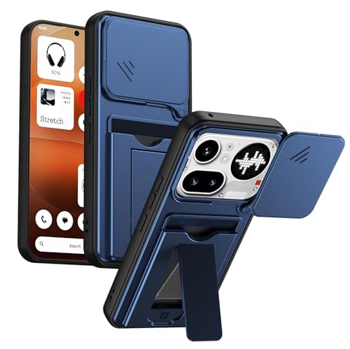 �Ή��@�� for Nothing Phone 4a Pro �J�[�h�X���b�g�A�X�^���h�A�X���C�h�������Y�A�ϏՌ����iPC�{TPU�j�ی�P�[�X Blue