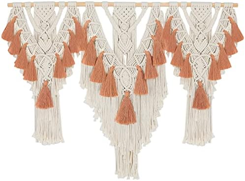 HOLAVIDA Large Macrame Wall Hanging, Bohemian Handmade Tassel Tapestry, Nordic Style Woven Wall Decor for Bedroom Living Room(110cm×67cm)