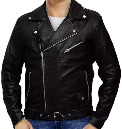 Mens Serpent Faux Leather Jacket Snake Logo Motorcycle Jacket2