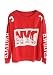 Amoin Women's Letter Print Sweatshirt Blouse Tops Long Sleeve