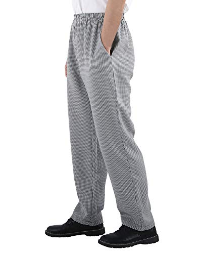 Men’s And Women's Elastic Stripe Chef Pants Floral Restaurant Work Pants And Uniforms Baggy Chef Pants Gray S #TOP2