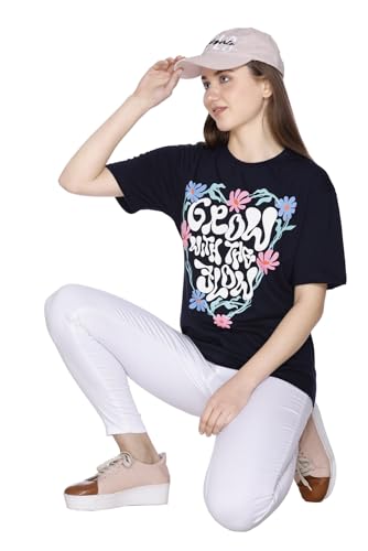 Image of Women Printed Drop-Shoulder Sleeves Oversized Pure Cotton T-Shirt (Combo of 2) |XS-XL Size