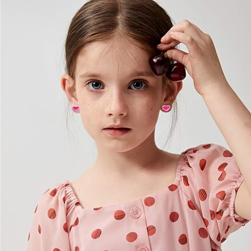 Image of NEWITIN 100 Pairs Colorful Cute Earrings for Girls Sensitive Ears Hypoallergenic Girl Stud Earrings Set Stainless Steel Cartoon Stud for Girls and Women