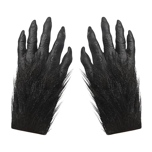 BXT Adults Lifelike Latex Halloween Ape Claws Animal Paws Gloves Mittens Cosplay Costume Props Furry Papion Gorilla Handwear