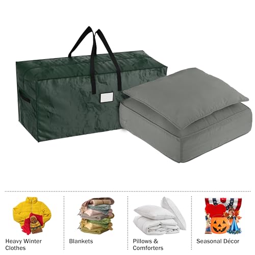 Conjunto de armazenamento de 2 peças de decorações de Natal – Sacos impermeáveis de poliéster verde