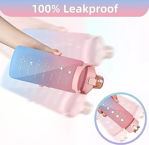 Image of Motivational Gallon with Time Marker WATER BOTTLE 2000 ml Water 2000 ml Bottle With Drinking Glass (Pack of 1, Multicolor, Silicone)