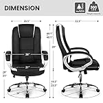 NEO CHAIR Office Chair Computer Desk Gaming Chair Ergonomic Executive High Back with Wheels Comfortable Armrests Lumbar Support PU Leather (Black) - Image 3