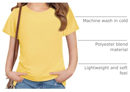 Image of Imily Bela Girls Summer Crewneck T Shirts 5-14 Years | Kids, Casual, Short Sleeve, Loose Basic Tee Tops, Versatile Everyday Wear, Sports, school, party & outdoor activities